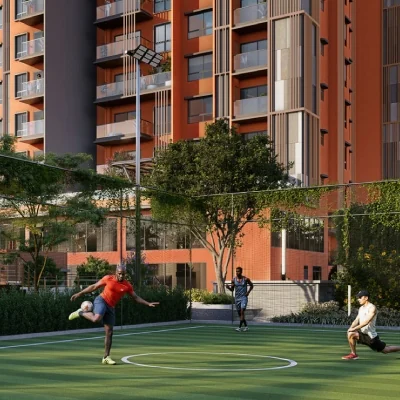 Sports court beside the tower at CKPC Heart of Harmony, developer render