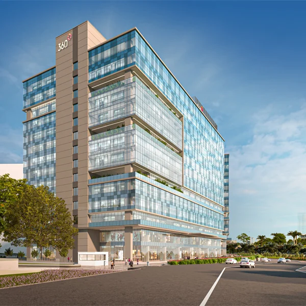 Glass office tower at CKPC’s 360° Business Park, Electronics City, developer image